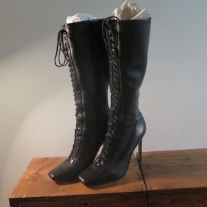 Leather lace-up boots